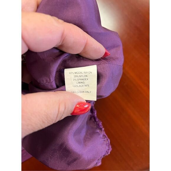 Trina Turk Plum Floral Beaded Sleeveless Career address sz 8 EUC - Picture 7 of 7